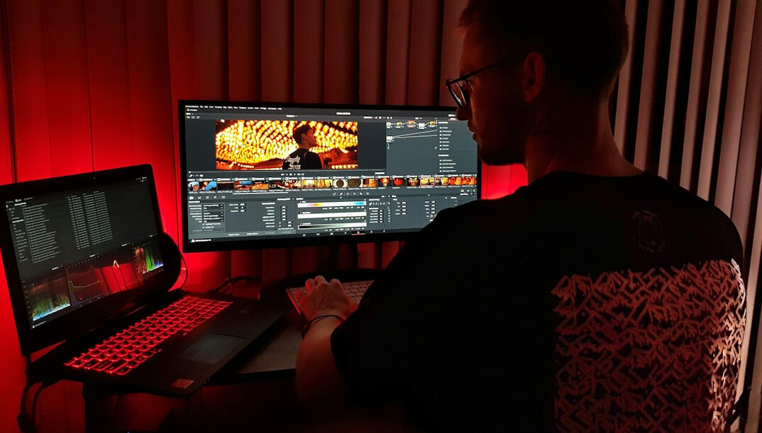 video editor working on timeline