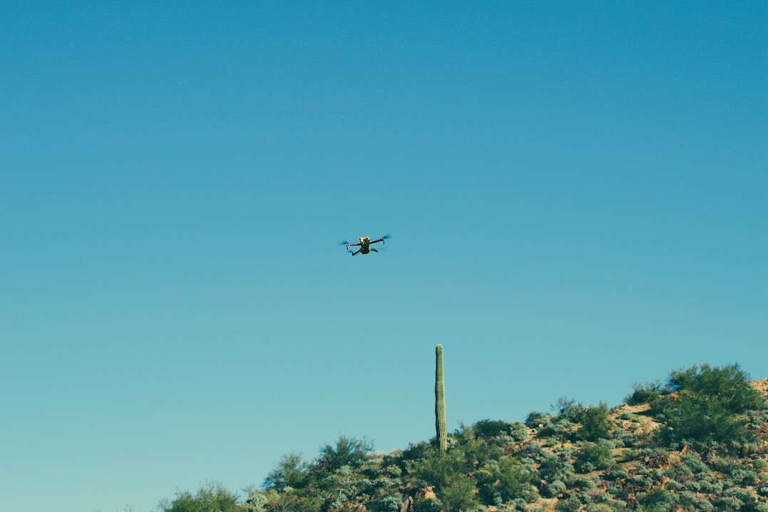 drone flying over landscape