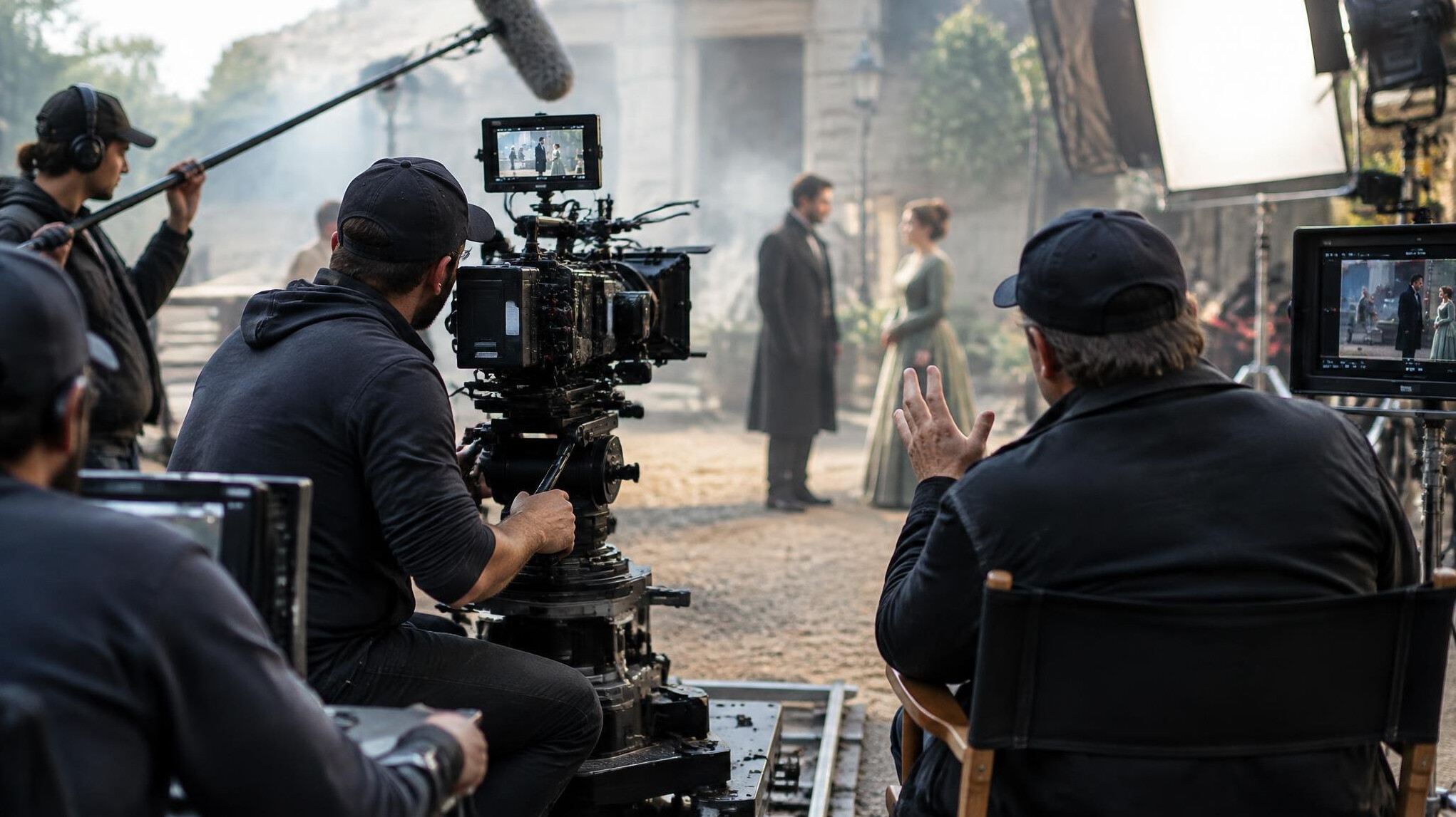 film crew on set